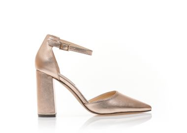 Γόβες μπρονζέ δερματίνη με λουράκι ΜΠΡΟΝΖΕ - Tsoukalas - 