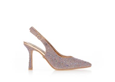 Γόβες μπρονζέ λούρεξ από στρας μυτερές ΜΠΡΟΝΖΕ - Tsoukalas - 