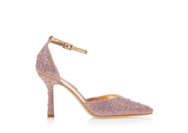 Γόβες μπρονζέ λούρεξ από στρας μυτερές ΜΠΡΟΝΖΕ - Tsoukalas - 