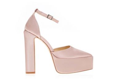 Γόβες μπρονζέ σατέν δίπατες με λουράκι στον αστράγαλο μυτερές ΜΠΡΟΝΖΕ - Tsoukalas - 