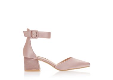 Γόβες μπρονζέ σατέν με λουράκι μυτερές ΜΠΡΟΝΖΕ - Tsoukalas - 