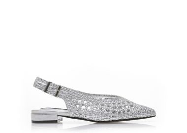 Γόβες mules ασημί δερματίνη με σχέδιο πλέξη ΑΣΗΜΙ - Tsoukalas - 