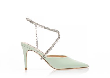 Γόβες mules βεραμάν δερματίνη με αποσπώμενο λουράκι απο στρας ΒΕΡΑΜΑΝ - Tsoukalas - 