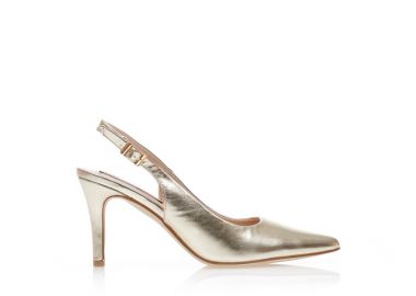 Γόβες mules χρυσές δερματίνη με λουράκι μυτερές ΧΡΥΣΟ - Tsoukalas - 