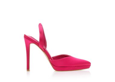 Γόβες mules φούξια σατέν μυτερές με φιάπα ΦΟΥΞΙΑ - Tsoukalas - 