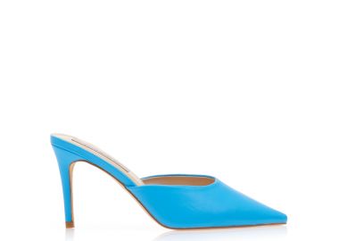 Γόβες mules γαλάζιες δερματίνη με αποσπώμενο χρυσό λουράκι ΓΑΛΑΖΙΟ - Tsoukalas - 