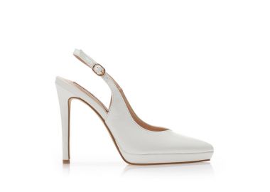 Γόβες mules λευκές λουστρίνι με φιάπα μυτερές ΛΕΥΚΟ - Tsoukalas - 