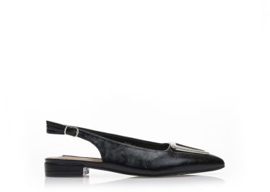 Γόβες mules μαύρες δερματίνη με αγκράφα ΜΑΥΡΟ - Tsoukalas - 