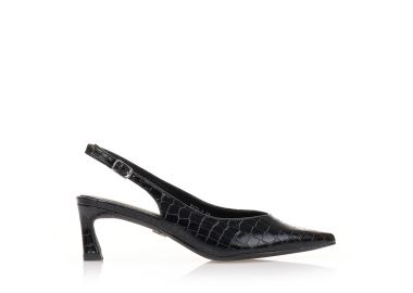 Γόβες mules μαύρες δερματίνη με animal print ΜΑΥΡΟ - Tsoukalas - 