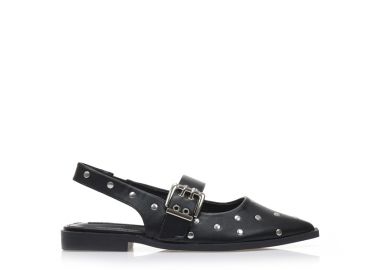 Γόβες mules μαύρες δερματίνη με μπαρέτα και τρουκς ΜΑΥΡΟ - Tsoukalas - 