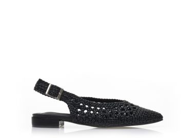 Γόβες mules μαύρες δερματίνη με σχέδιο πλέξη ΜΑΥΡΟ - Tsoukalas - 