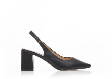 Γόβες mules μαύρες δερματίνη μυτερές ΜΑΥΡΟ - Tsoukalas - 