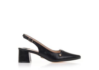 Γόβες mules μαύρες δερματίνη μυτερές ΜΑΥΡΟ - Tsoukalas - 