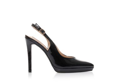 Γόβες mules μαύρες λουστρίνι με φιάπα μυτερές ΜΑΥΡΟ - Tsoukalas - 