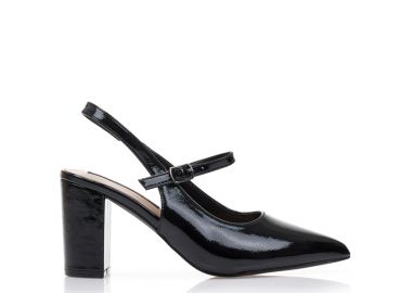 Γόβες mules μαύρες λουστρίνι με μπαρέτα ΜΑΥΡΟ - Tsoukalas - 