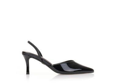 Γόβες mules μαύρες λουστρίνι μυτερές ΜΑΥΡΟ - Tsoukalas - 