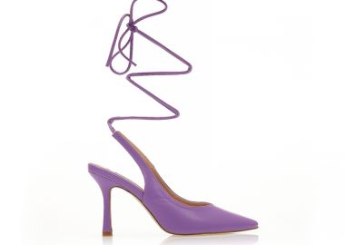 Γόβες mules μωβ δερματίνη δετές μυτερές ΜΩΒ - Tsoukalas - 