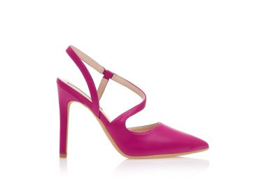 Γόβες mules μωβ δερματίνη με λουράκι μυτερές ΜΩΒ - Tsoukalas - 