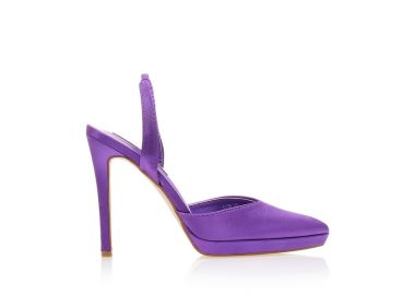 Γόβες mules μωβ σατέν μυτερές με φιάπα ΜΩΒ - Tsoukalas - 