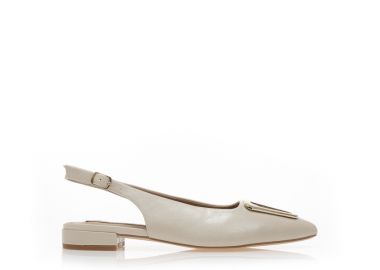 Γόβες mules μπεζ δερματίνη με αγκράφα ΜΠΕΖ - Tsoukalas - 