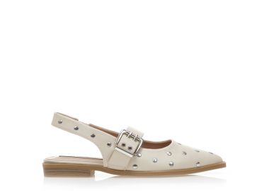 Γόβες mules μπεζ δερματίνη με μπαρέτα και τρουκς ΜΠΕΖ - Tsoukalas - 