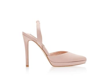 Γόβες mules μπεζ σατέν μυτερές με φιάπα ΜΠΕΖ - Tsoukalas - 