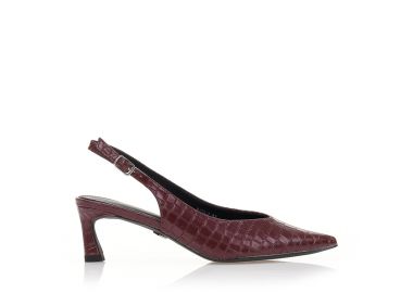 Γόβες mules μπορντό δερματίνη με animal print ΜΠΟΡΝΤΟ - Tsoukalas - 