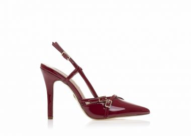 Γόβες mules μπορντό λουστρίνι με λουράκια ΜΠΟΡΝΤΟ - Tsoukalas - 