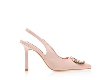 Γόβες mules μπρονζέ σατέν με αγκράφα από στρας ΜΠΡΟΝΖΕ - Tsoukalas - 