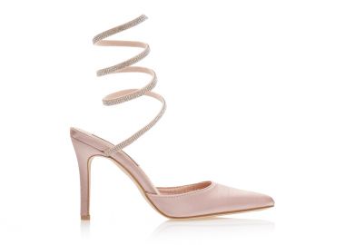 Γόβες mules μπρονζέ σατέν με λουράκι απο στρας περιμετρικά ΜΠΡΟΝΖΕ - Tsoukalas - 