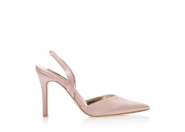 Γόβες mules μπρονζέ σατέν με λουράκι στον αστράγαλο μυτερές ΜΠΡΟΝΖΕ - Tsoukalas - 