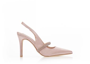 Γόβες mules μπρονζέ σατέν με μπαρέτα απο στρας ΜΠΡΟΝΖΕ - Tsoukalas - 