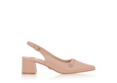 Γόβες mules nude δερματίνη μυτερές NUDE - Tsoukalas - 