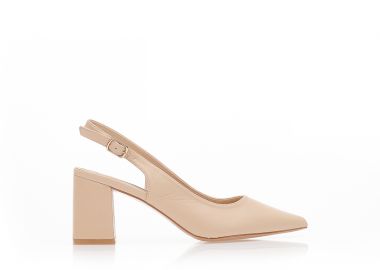 Γόβες mules nude δερματίνη μυτερές NUDE - Tsoukalas - 