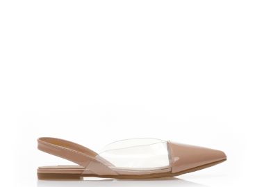 Γόβες mules nude λουστρίνι με διαφάνεια NUDE - Tsoukalas - 