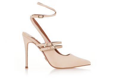 Γόβες mules nude σατέν με ιδιαίτερο δέσιμο NUDE - Tsoukalas - 