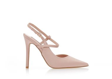 Γόβες mules nude σατέν με μπαρέτα και λουράκι στον αστράγαλο NUDE - Tsoukalas - 