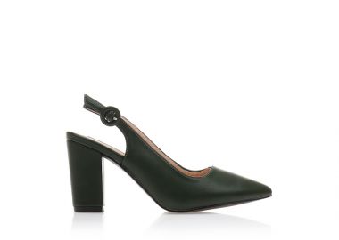 Γόβες mules πράσινες δερματίνη με λουράκι και χοντρό τακούνι ΠΡΑΣΙΝΟ - Tsoukalas - 