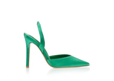 Γόβες mules πράσινες σατέν με λουράκι μυτερές ΠΡΑΣΙΝΟ - Tsoukalas - 