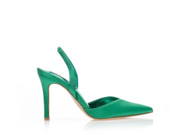 Γόβες mules πράσινες σατέν με λουράκι στον αστράγαλο μυτερές ΠΡΑΣΙΝΟ - Tsoukalas - 