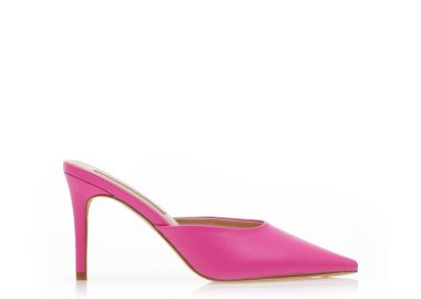 Γόβες mules ροζ δερματίνη με αποσπώμενο χρυσό λουράκι ΡΟΖ - Tsoukalas - 