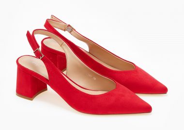 Γόβες μυτερές εξώφτερνες με suede υφή - Κόκκινο - Issue - 