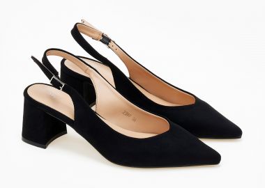 Γόβες μυτερές εξώφτερνες με suede υφή - Μαύρο - Issue - 