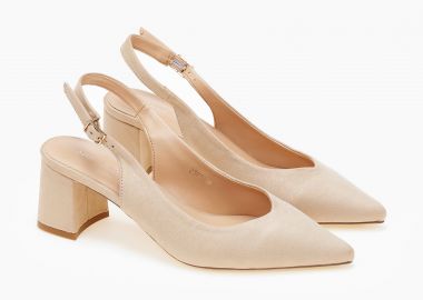 Γόβες μυτερές εξώφτερνες με suede υφή - Μπεζ - Issue - 