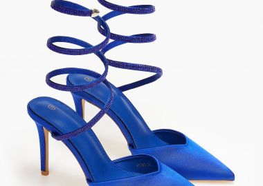 Γόβες μυτερές lace up με stass - Μπλε - Issue - 