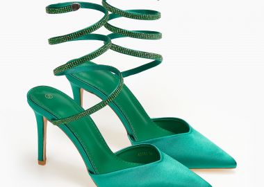 Γόβες μυτερές lace up με stass - Πράσινο - Issue - 