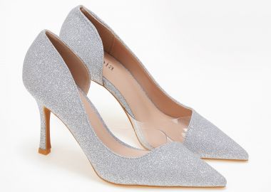 Γόβες μυτερές με glitter - Ασημί - Issue - 