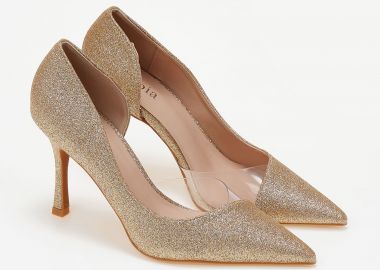 Γόβες μυτερές με glitter - Χρυσό - Issue - 