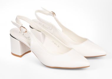 Γόβες μυτερές με μεταλική λεπτομέρεια στο τακούνι - Λευκό - Issue - 