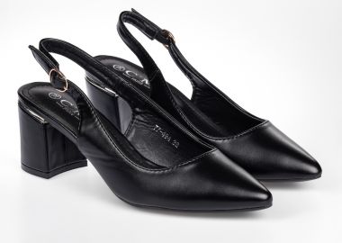 Γόβες μυτερές με μεταλική λεπτομέρεια στο τακούνι - Μαύρο - Issue - 